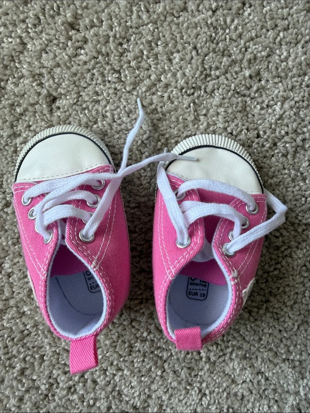 Baby Pink Canvas Lace-Up Shoes | 6-12 months